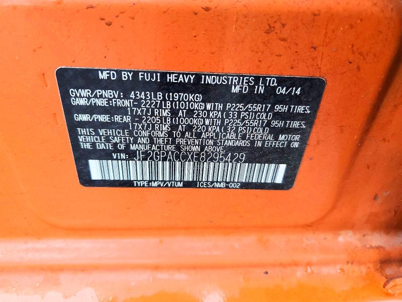 Aukcja sprzedaży 2014 Subaru Xv Crosstrek, vin: JF2GPACCXE8295429, numer aukcji: 52372316