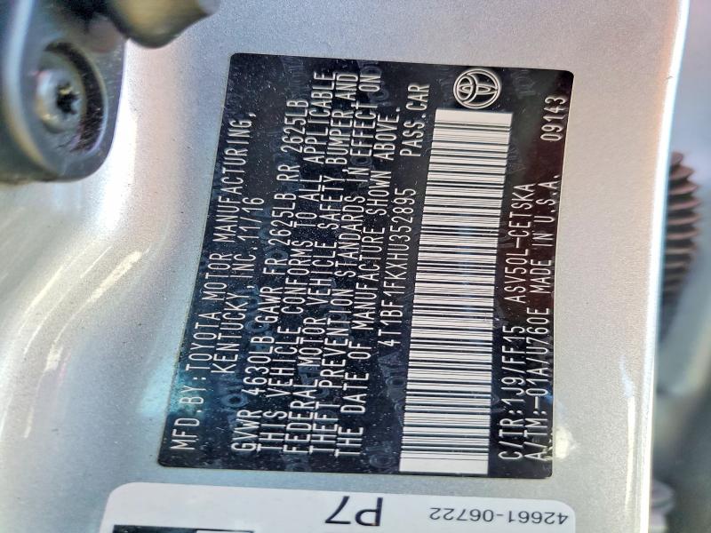 Продаж на аукціоні авто 2017 Toyota Camry, vin: 4T1BF1FKXHU352895, номер лоту: 52733256