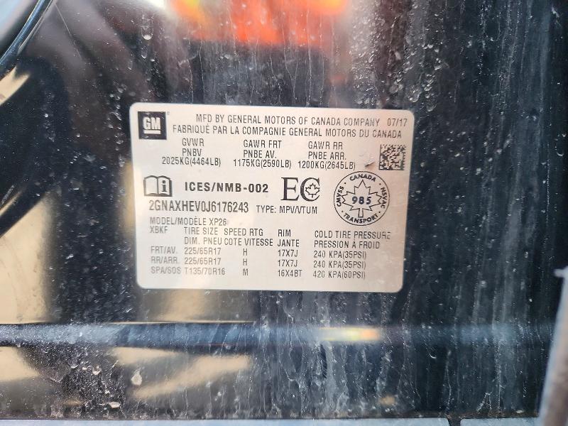 Продаж на аукціоні авто 2018 Chevrolet Equinox, vin: 2GNAXHEV0J6176243, номер лоту: 51347826