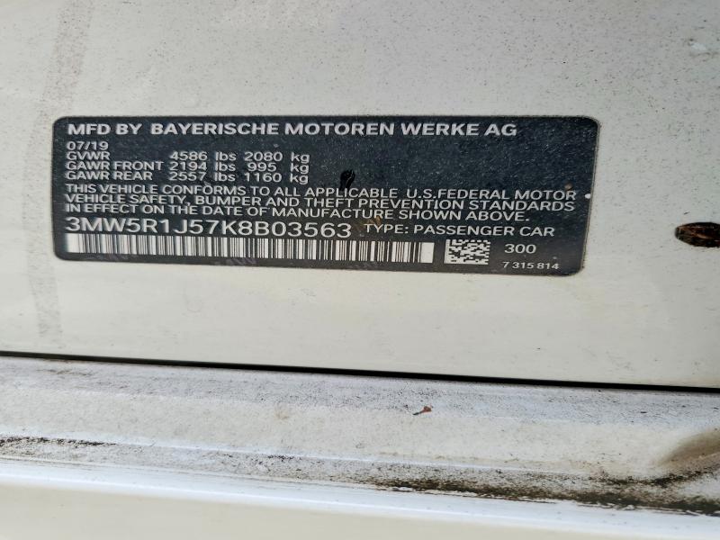 Aukcja sprzedaży 2019 Bmw 330i, vin: 3MW5R1J57K8B03563, numer aukcji: 53563746