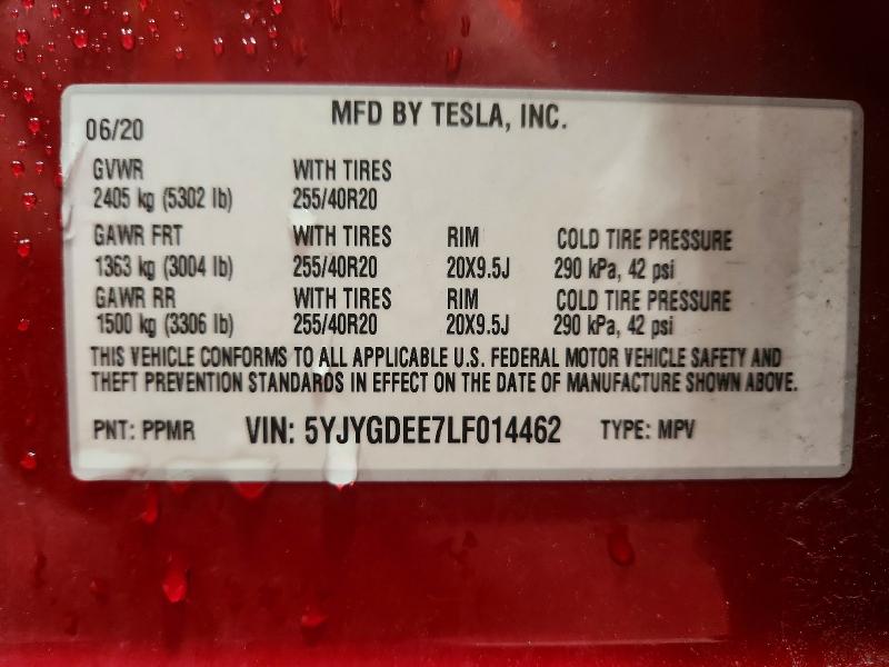 Aukcja sprzedaży 2020 Tesla Model Y, vin: 5YJYGDEE7LF014462, numer aukcji: 54544896