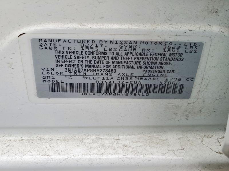 Продажа на аукционе авто 2017 Nissan Sentra, vin: 3N1AB7AP8HY278460, номер лота: 53188306