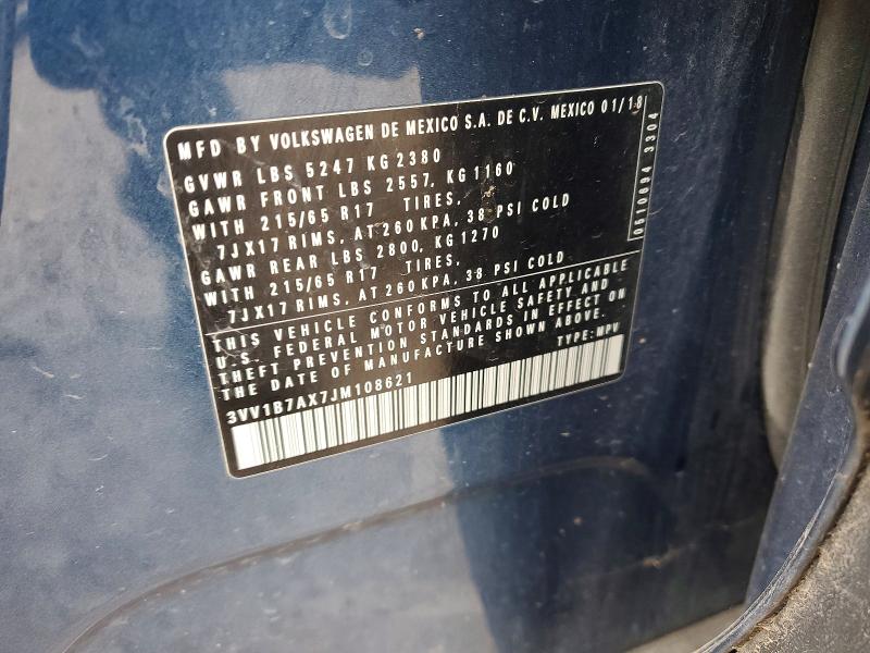 Aukcja sprzedaży 2018 Volkswagen Tiguan, vin: 3VV1B7AX7JM108621, numer aukcji: 52459516