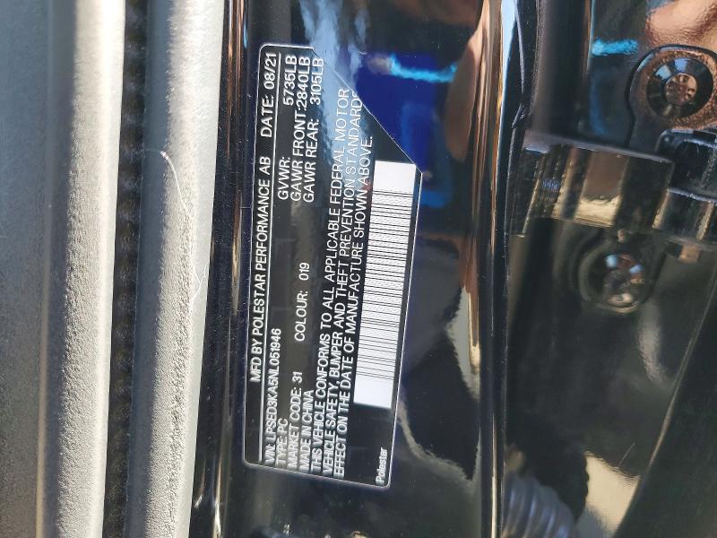 Aukcja sprzedaży 2022 Polestar 2, vin: LPSED3KA5NL051946, numer aukcji: 51945006