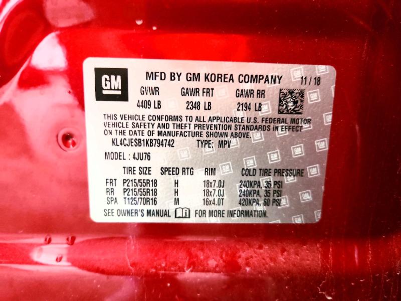 Aukcja sprzedaży 2019 Buick Encore, vin: KL4CJESB1KB794742, numer aukcji: 54304256