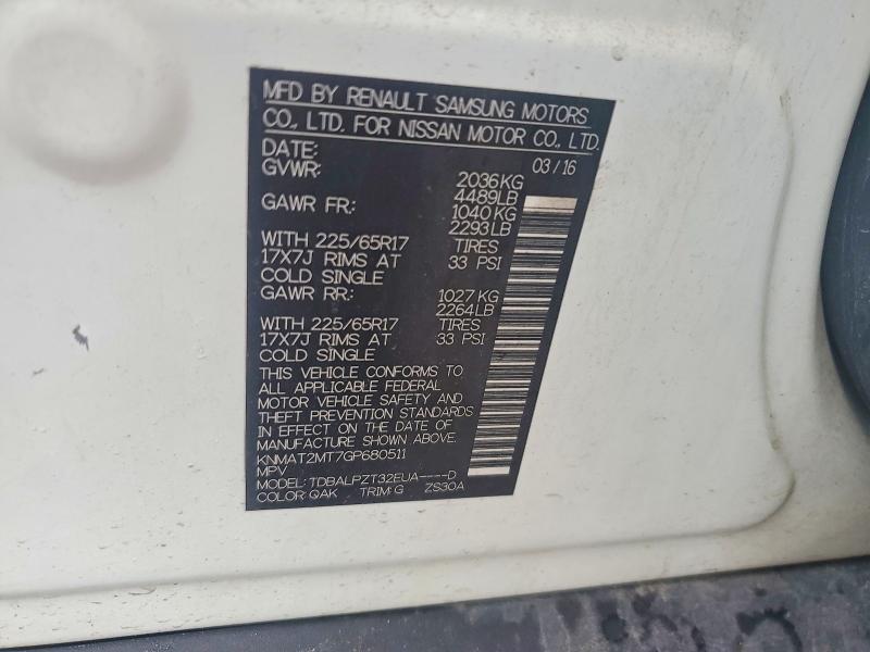 Aukcja sprzedaży 2016 Nissan Rogue, vin: KNMAT2MT7GP680511, numer aukcji: 55282176