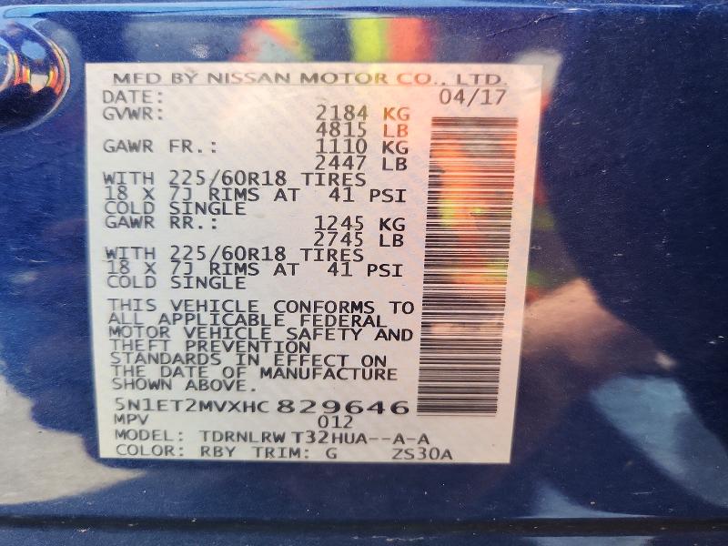 Продаж на аукціоні авто 2017 Nissan Rogue Hybrid, vin: 5N1ET2MVXHC829646, номер лоту: 55049786