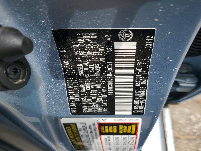 2011 Toyota Avalon მანქანა იყიდება აუქციონზე, vin: 4T1BK3DB2BU419751, აუქციონის ნომერი: 52195406