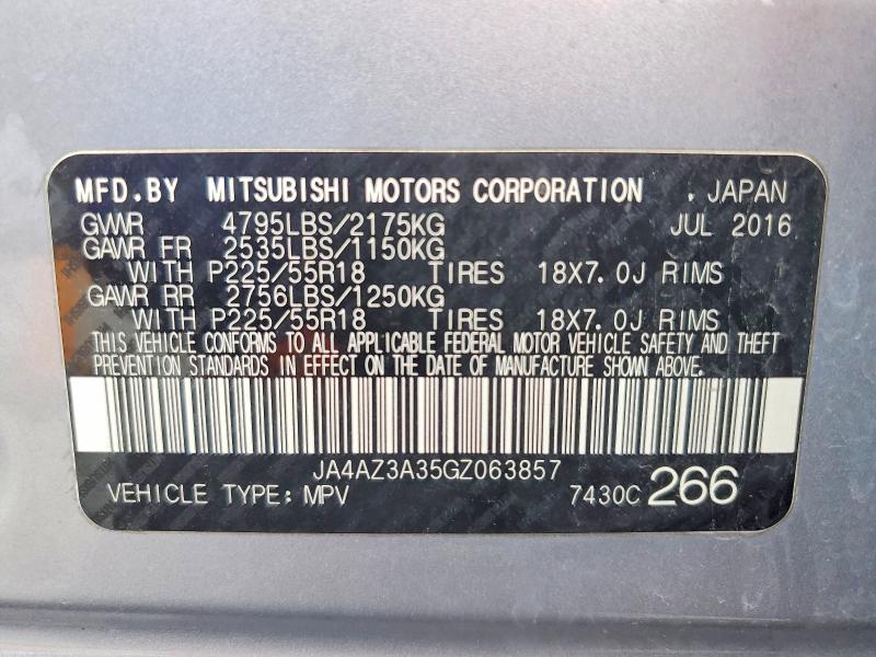 Aukcja sprzedaży 2016 Mitsubishi Outlander, vin: JA4AZ3A35GZ063857, numer aukcji: 52893886