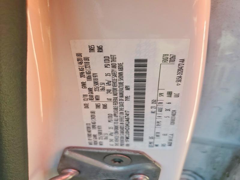Продаж на аукціоні авто 2019 Ford Escape, vin: 1FMCU0HD3KUA67417, номер лоту: 53779606
