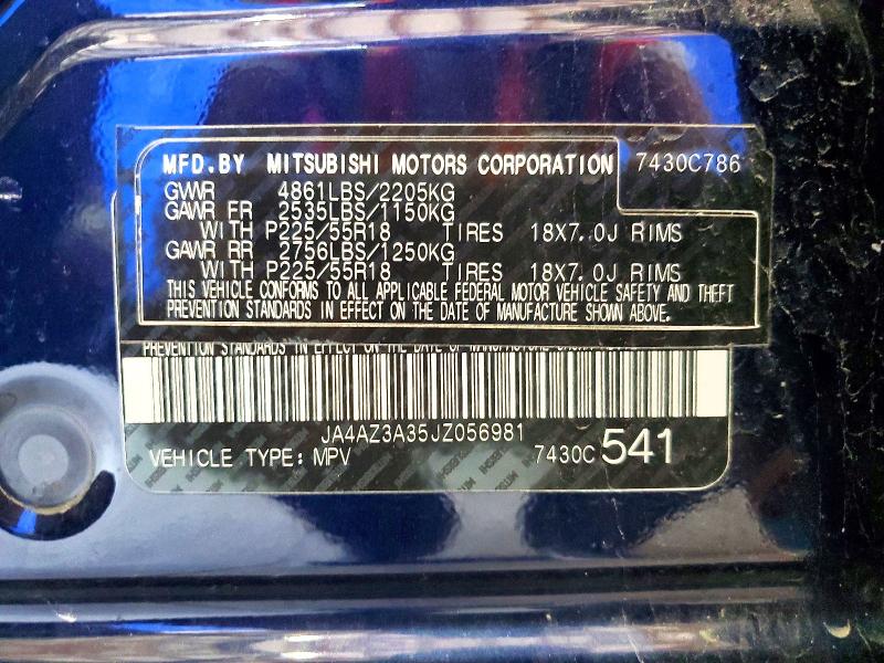 Продажа на аукционе авто 2018 Mitsubishi Outlander, vin: JA4AZ3A35JZ056981, номер лота: 54975606