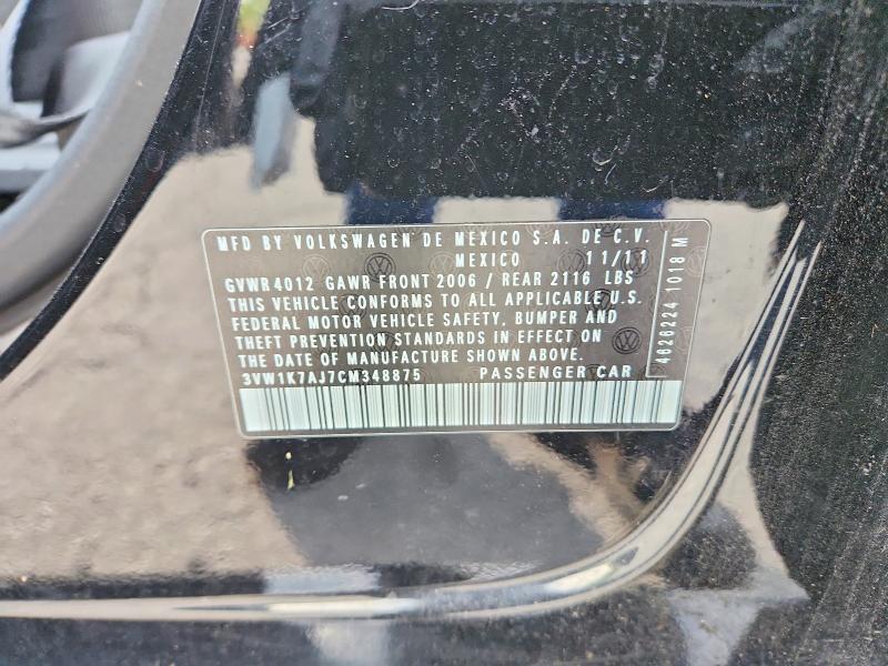 52260266 :رقم المزاد ، 3VW1K7AJ7CM348875 vin ، 2012 Volkswagen Jetta مزاد بيع