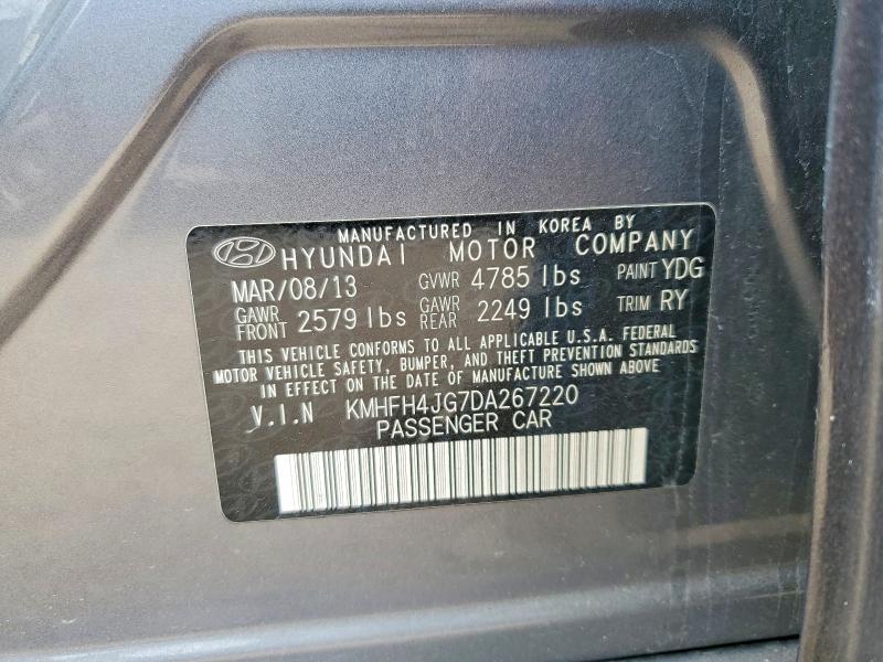 53948776 :رقم المزاد ، KMHFH4JG7DA267220 vin ، 2013 Hyundai Azera مزاد بيع