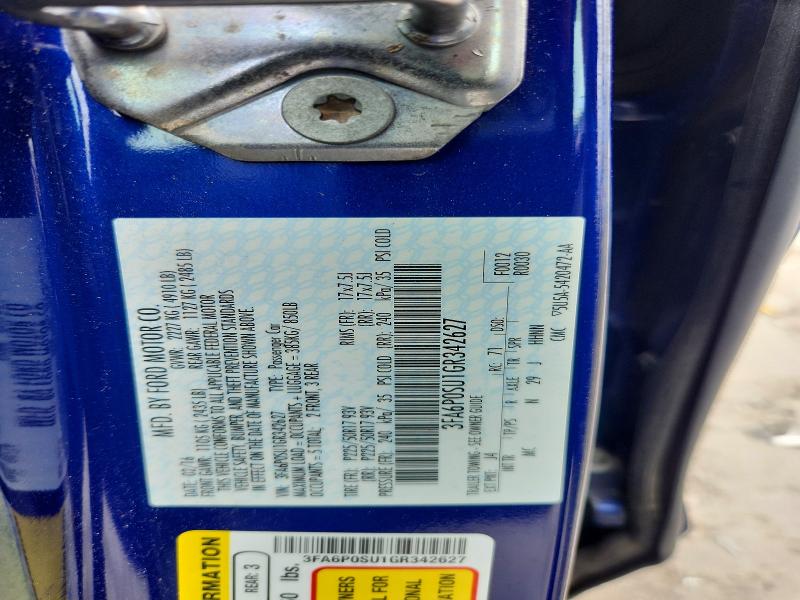 Продажа на аукционе авто 2016 Ford Fusion, vin: 3FA6P0SU1GR342627, номер лота: 54986486