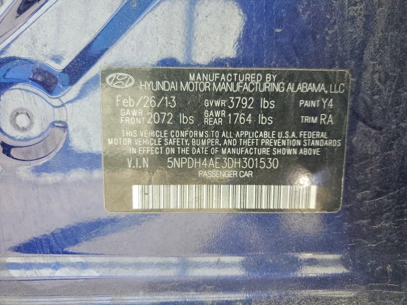 2013 Hyundai Elantra მანქანა იყიდება აუქციონზე, vin: 5NPDH4AE3DH301530, აუქციონის ნომერი: 53348526