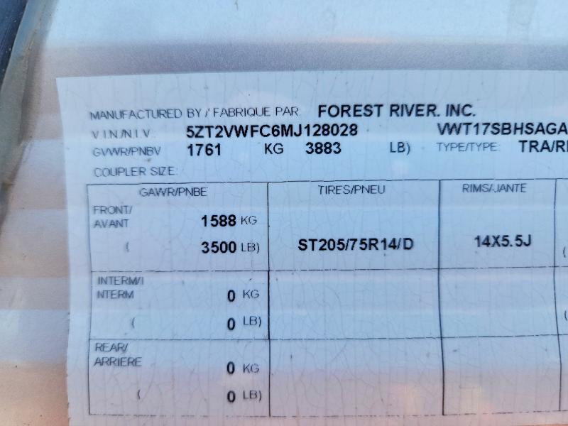 Продаж на аукціоні авто 2021 Foresriver Viking, vin: 5ZT2VWFC6MJ128028, номер лоту: 52469336