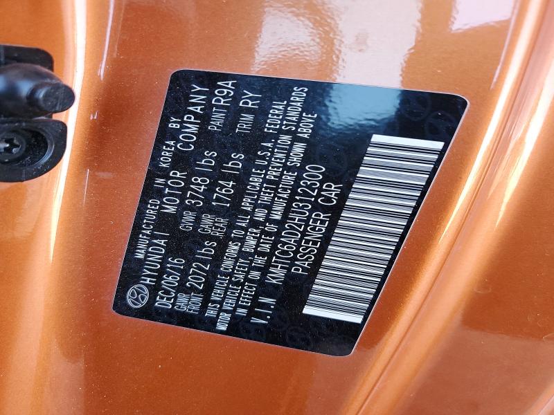 52846686 :رقم المزاد ، KMHTC6AD2HU312300 vin ، 2017 Hyundai Veloster مزاد بيع