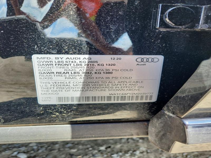 Aukcja sprzedaży 2021 Audi Sq5, vin: WA1C4AFY2M2039777, numer aukcji: 54075516