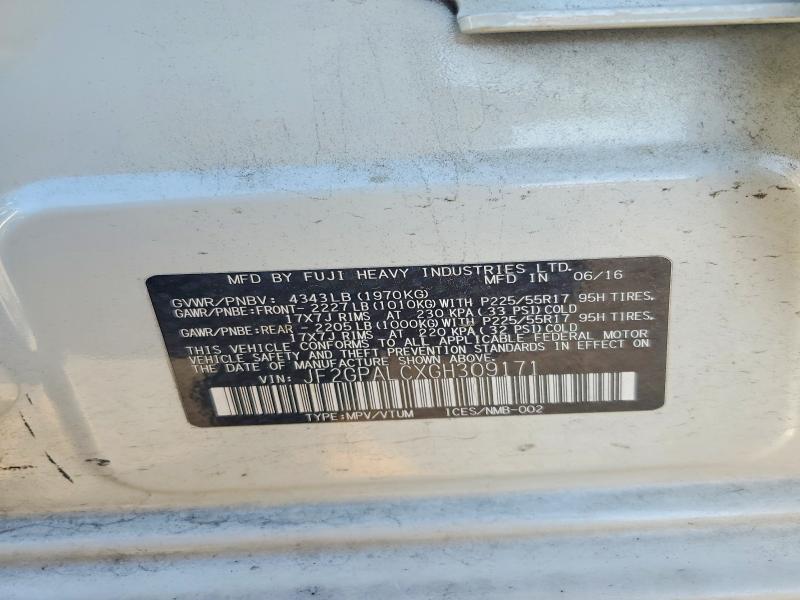 Aukcja sprzedaży 2016 Subaru Crosstrek, vin: JF2GPALCXGH309171, numer aukcji: 53605686