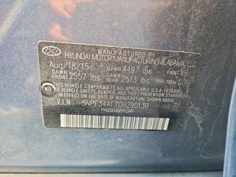 2016 Hyundai Sonata მანქანა იყიდება აუქციონზე, vin: 5NPE34AF7GH290130, აუქციონის ნომერი: 52956466