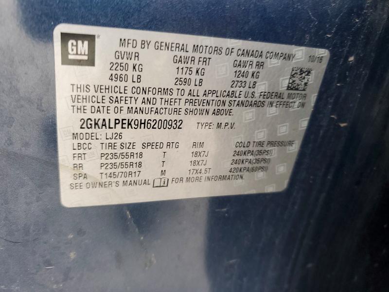 Aukcja sprzedaży 2017 Gmc Terrain, vin: 2GKALPEK9H6200932, numer aukcji: 54405786