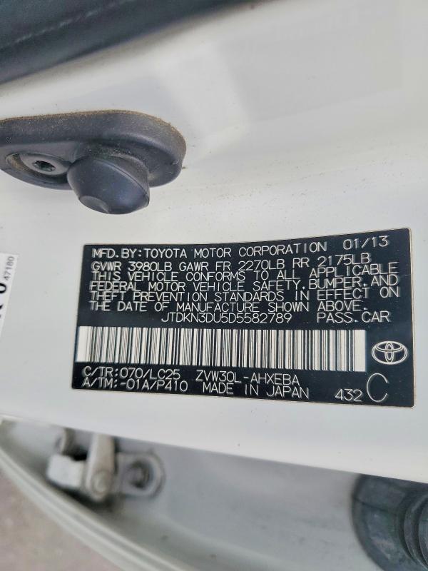 55455446 :رقم المزاد ، JTDKN3DU5D5582789 vin ، 2013 Toyota Prius مزاد بيع