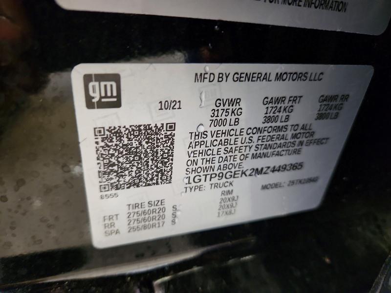Aukcja sprzedaży 2021 Gmc Sierra, vin: 1GTP9GEK2MZ449365, numer aukcji: 51975016