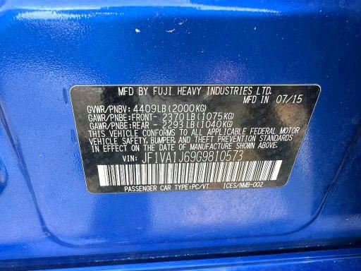 Продажа на аукционе авто 2016 Subaru Wrx, vin: JF1VA1J69G9810573, номер лота: 53758796