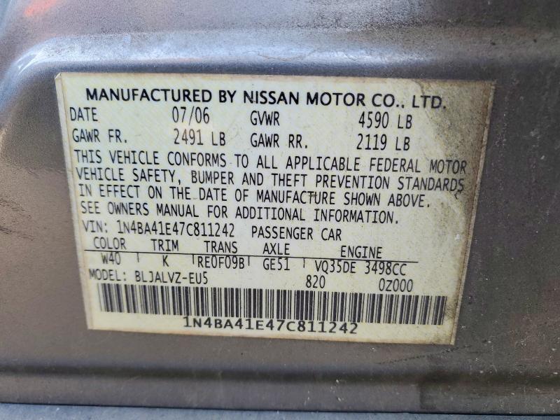 Aukcja sprzedaży 2007 Nissan Maxima, vin: 1N4BA41E47C811242, numer aukcji: 53128846