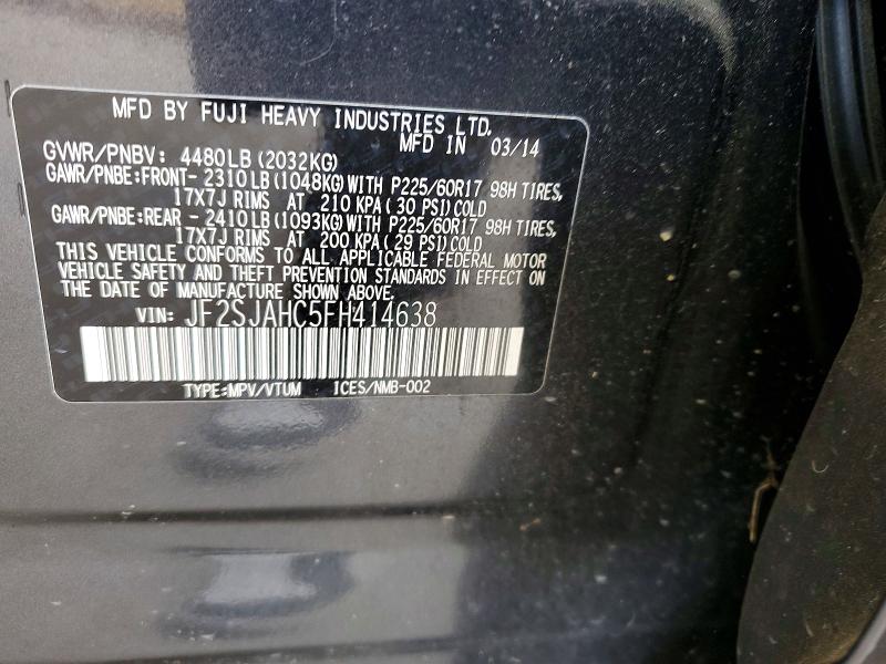Продаж на аукціоні авто 2015 Subaru Forester, vin: JF2SJAHC5FH414638, номер лоту: 53259956