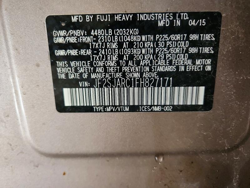 Aukcja sprzedaży 2015 Subaru Forester, vin: JF2SJARC1FH827171, numer aukcji: 53120906