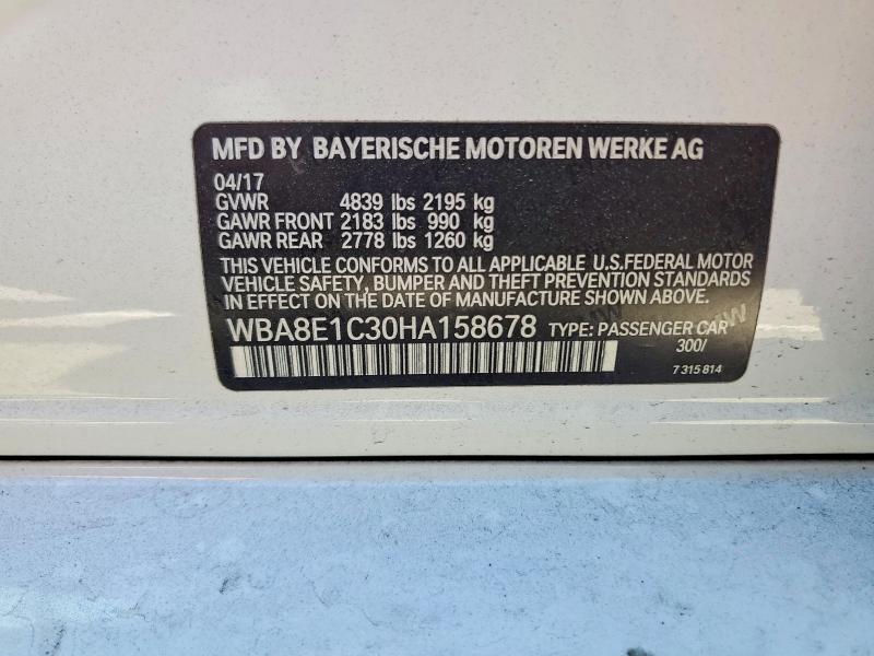 53266366 :رقم المزاد ، WBA8E1C30HA158678 vin ، 2017 Bmw 330e مزاد بيع