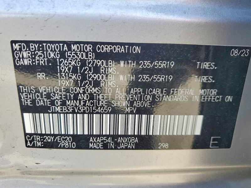 54537856 :رقم المزاد ، JTMEB3FV3PD154659 vin ، 2023 Toyota Rav4 Prime مزاد بيع