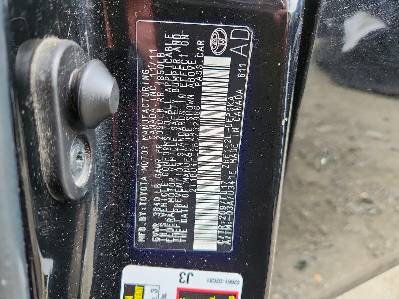 Продаж на аукціоні авто 2011 Toyota Corolla, vin: 2T1BU4EE2BC732986, номер лоту: 54491886