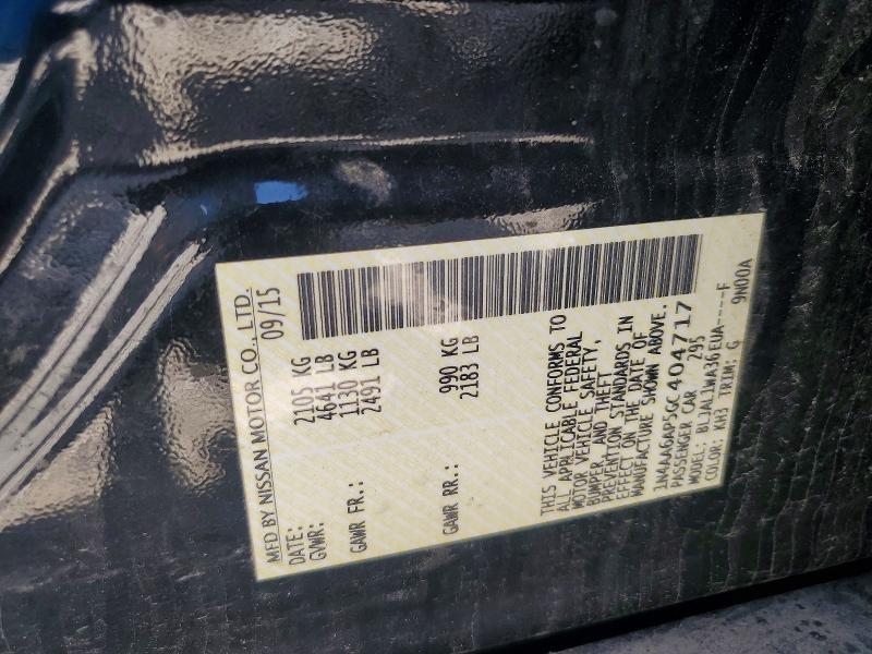 53091886 :رقم المزاد ، 1N4AA6AP5GC404717 vin ، 2016 Nissan Maxima مزاد بيع
