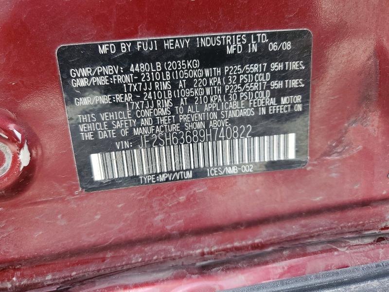 Продаж на аукціоні авто 2009 Subaru Forester, vin: JF2SH63689H740822, номер лоту: 53812576