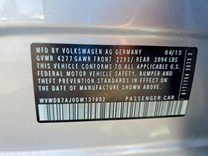 Aukcja sprzedaży 2013 Volkswagen Golf, vin: WVWDB7AJ0DW137602, numer aukcji: 55032006