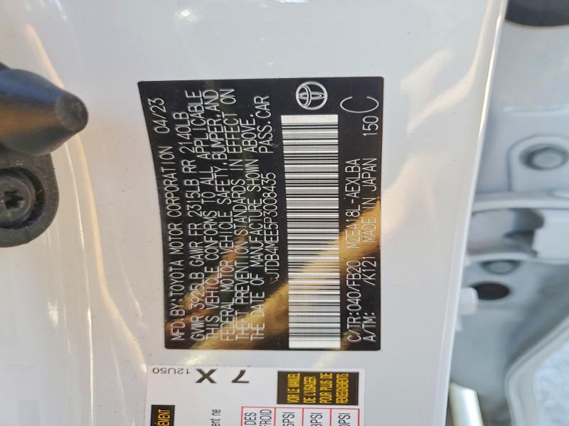 Aukcja sprzedaży 2023 Toyota Corolla, vin: JTDB4MEE5P3008435, numer aukcji: 54172466