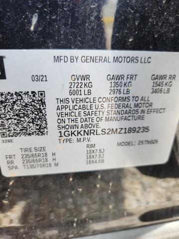 2021 Gmc Acadia მანქანა იყიდება აუქციონზე, vin: 1GKKNRLS2MZ189235, აუქციონის ნომერი: 53373236