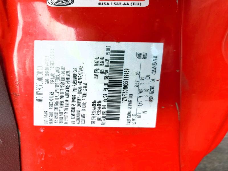 54594876 :رقم المزاد ، 1ZVFT80N055119489 vin ، 2005 Ford Mustang مزاد بيع