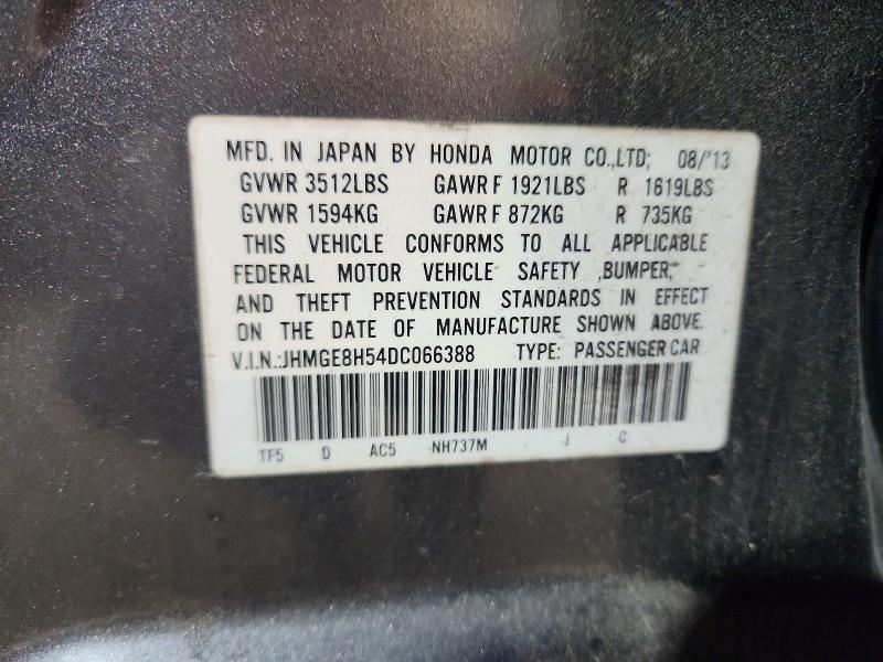 Продаж на аукціоні авто 2013 Honda Fit, vin: JHMGE8H54DC066388, номер лоту: 52469526