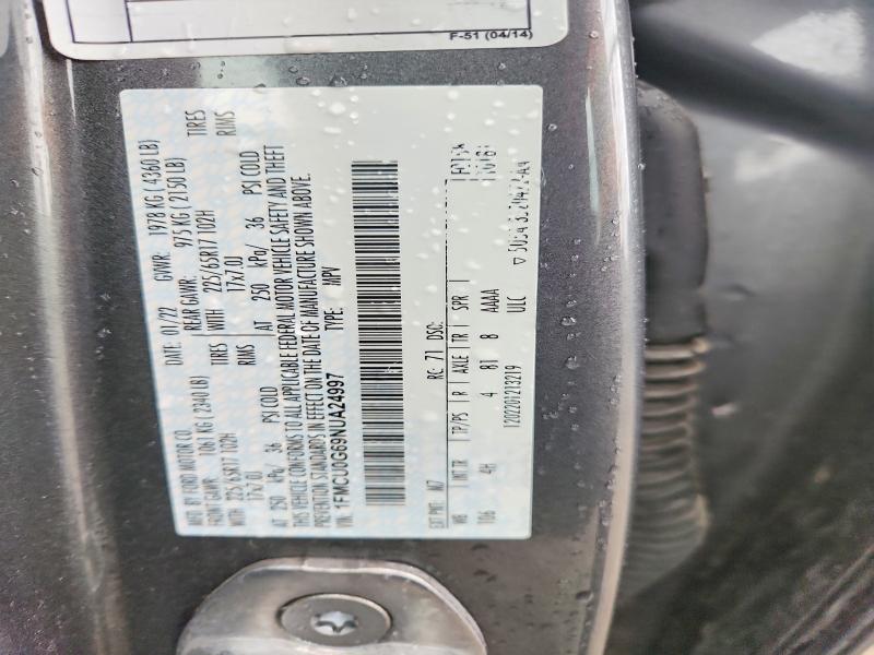 Продажа на аукционе авто 2022 Ford Escape, vin: 1FMCU0G69NUA24997, номер лота: 52488346