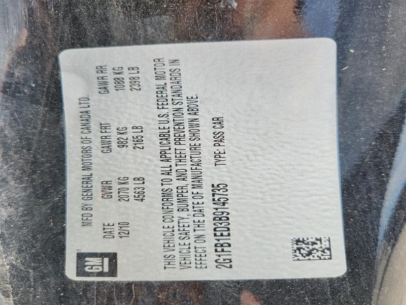 53794776 :رقم المزاد ، 2G1FB1ED3B9145735 vin ، 2011 Chevrolet Camaro مزاد بيع