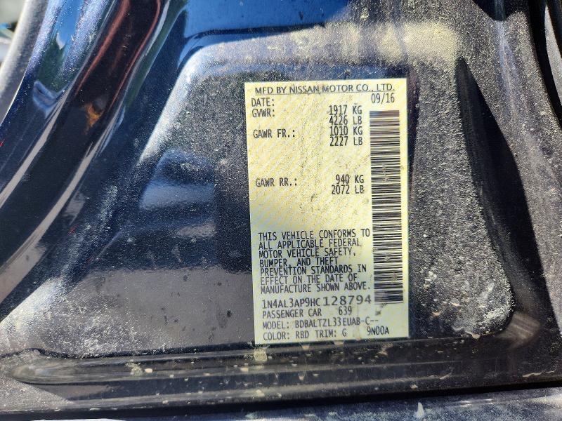 Продаж на аукціоні авто 2017 Nissan Altima, vin: 1N4AL3AP9HC128794, номер лоту: 53314996