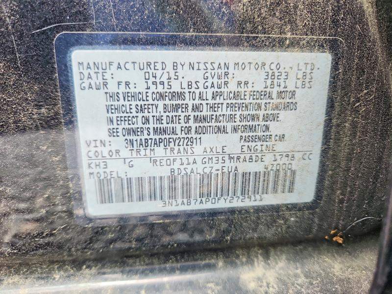Aukcja sprzedaży 2015 Nissan Sentra, vin: 3N1AB7AP0FY272911, numer aukcji: 53533696