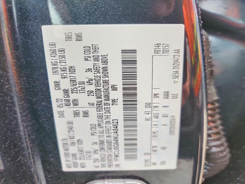Продаж на аукціоні авто 2022 Ford Escape, vin: 1FMCU0G64NUA84623, номер лоту: 53615936