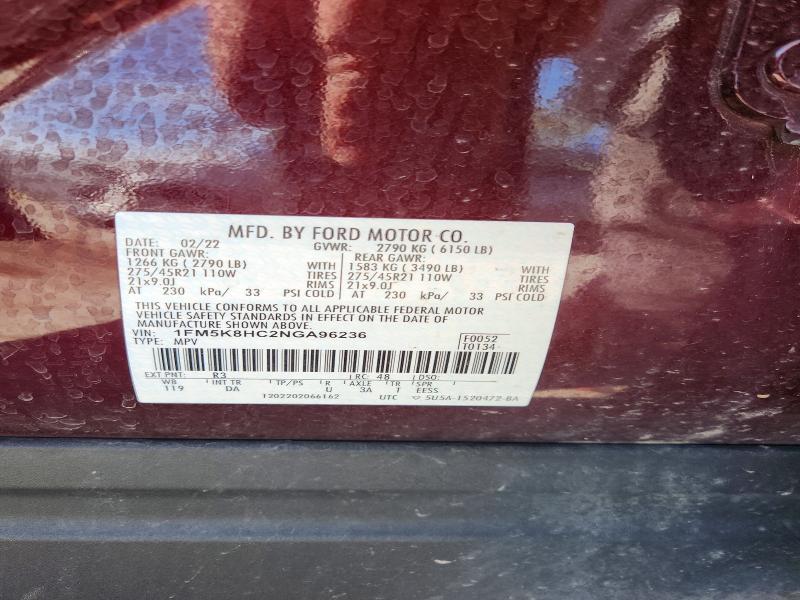 Продажа на аукционе авто 2022 Ford Explorer, vin: 1FM5K8HC2NGA96236, номер лота: 52655006