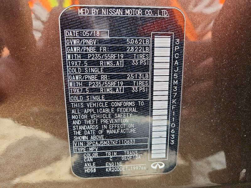 Продаж на аукціоні авто 2019 Infiniti Qx50, vin: 3PCAJ5M37KF110633, номер лоту: 53299816