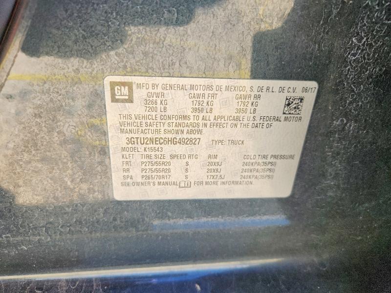 Aukcja sprzedaży 2017 Gmc Sierra, vin: 3GTU2NEC6HG492827, numer aukcji: 53116996