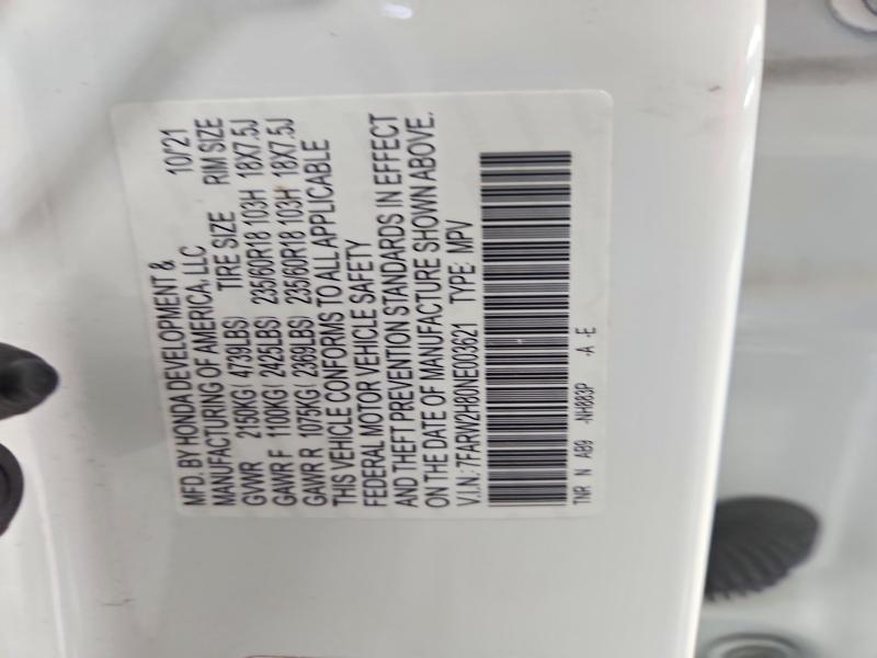 54456506 :رقم المزاد ، 7FARW2H80NE003621 vin ، 2022 Honda Cr-v مزاد بيع